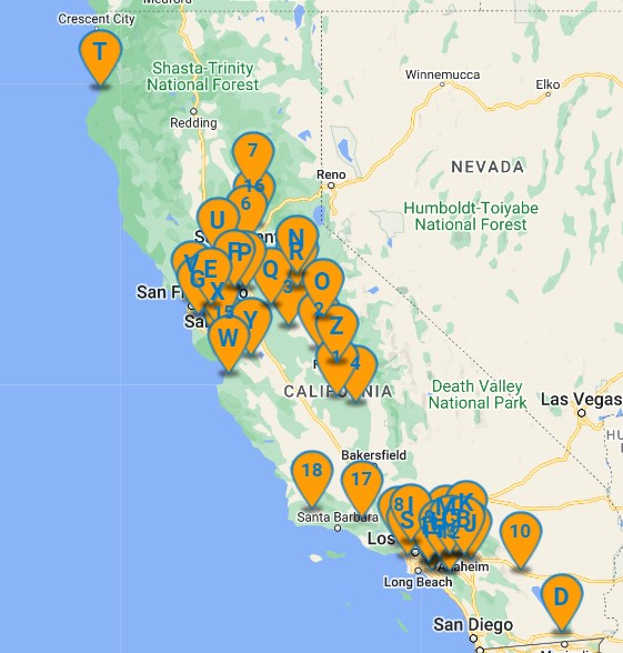 Map of California and Nevada